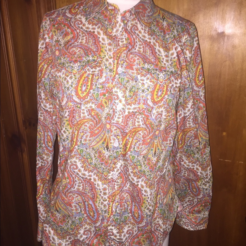 Women talbots paisley print blouse 6 petites